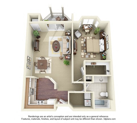 1  Bed   1  Bath   860 Sq. Ft. | 1A Floor Plan at Cityscape, St Louis Park, MN, 55416